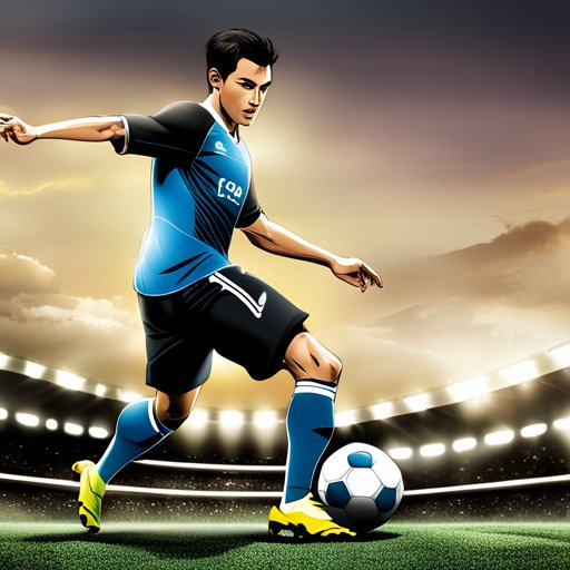 A soccer player is kicking a soccer ball.