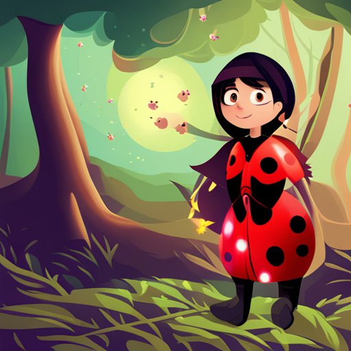 A ladybug in a forest.