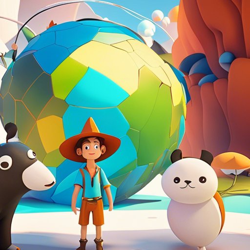 A group of cartoon characters standing next to a globe.