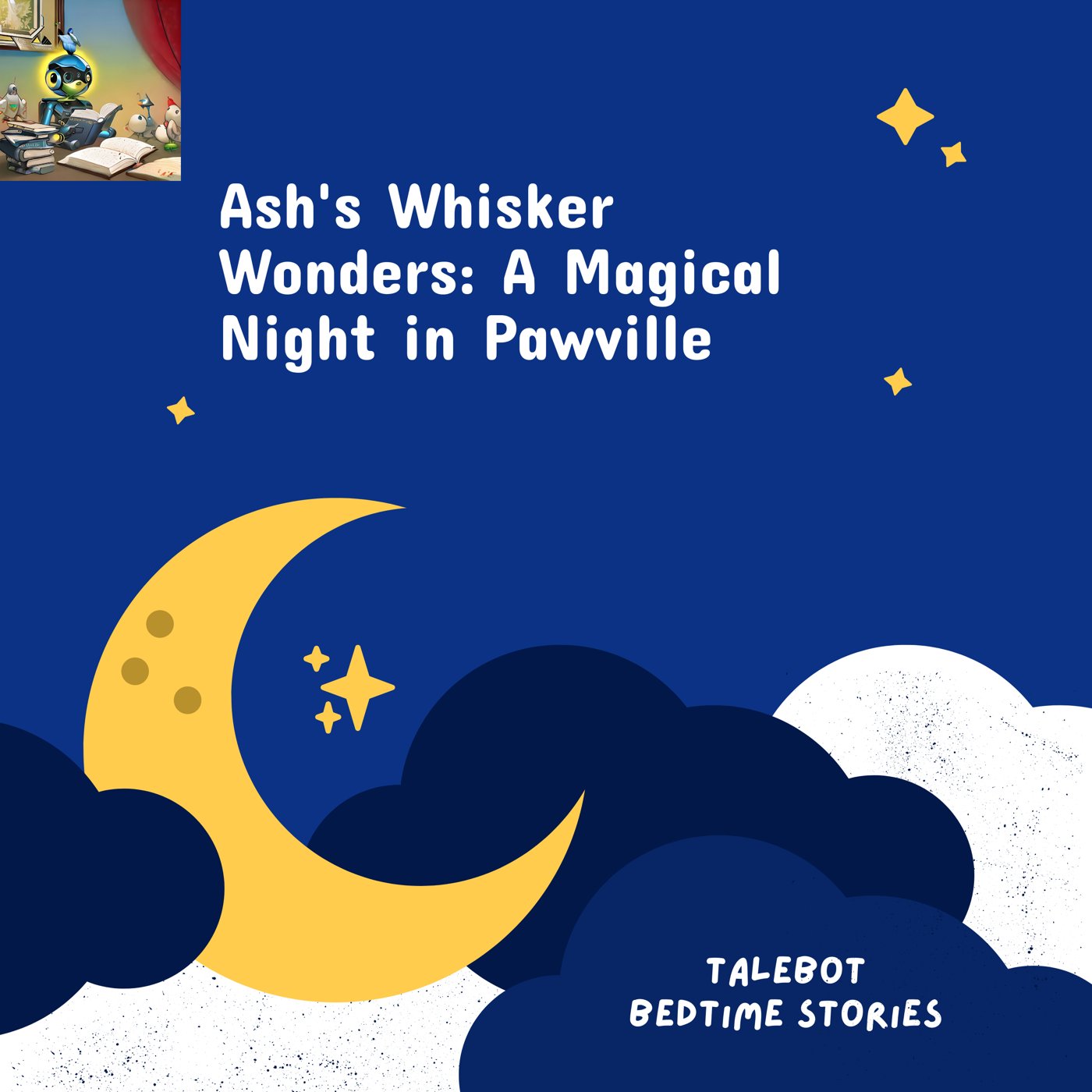 Cover photo of the bedtime story named Ash's Whisker Wonders: A Magical Night in Pawville