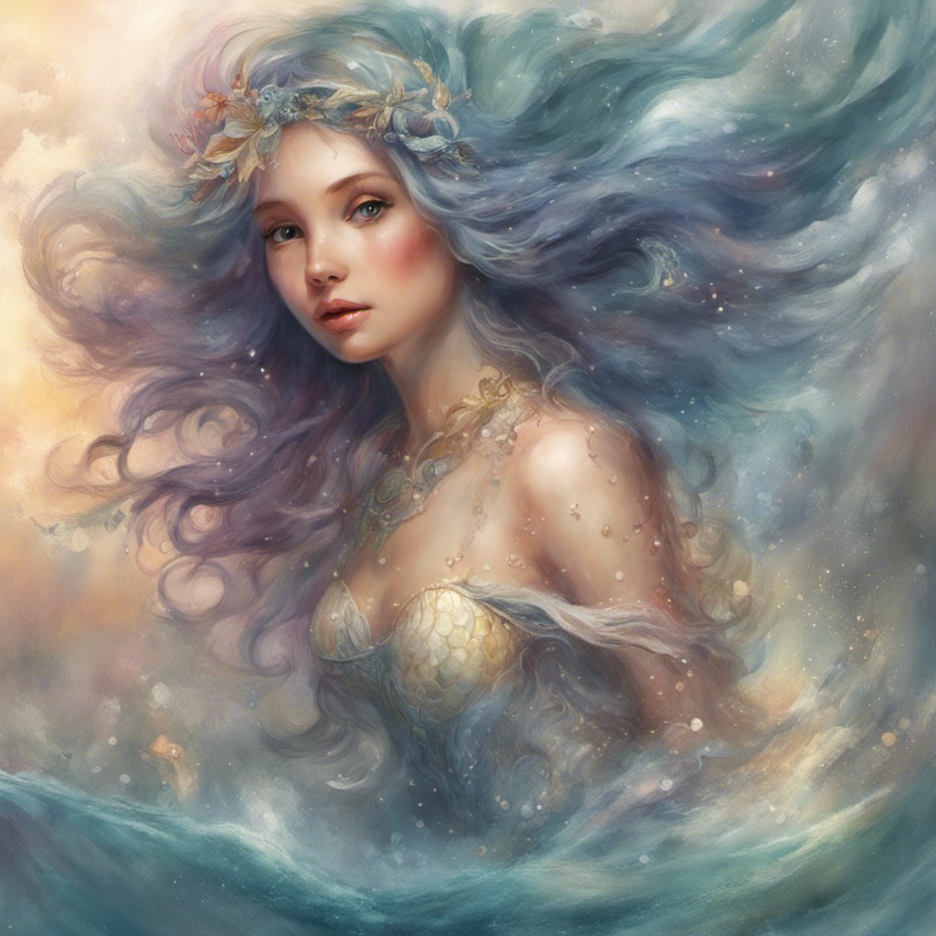 An illustration of Luna's Melody, a mermaid in the ocean's surface.