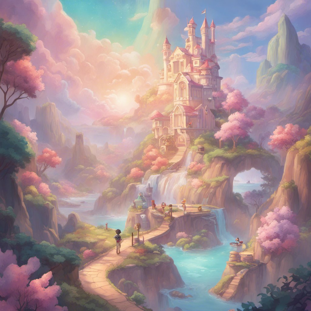 A Loren's painting depicting a castle in the clouds on a Magical Rescue Mission.