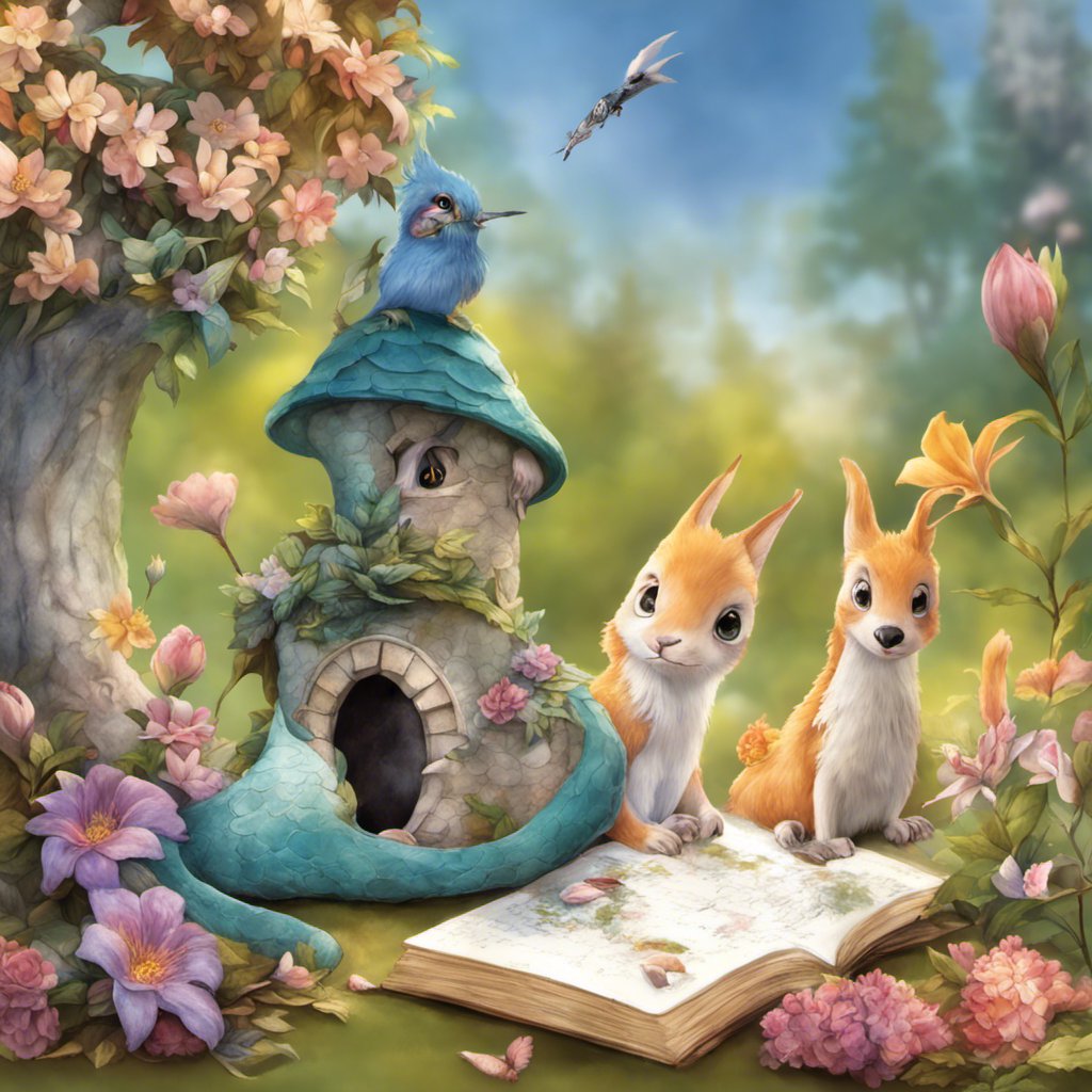 Jigsaw puzzle of an Enchanted Garden with two rabbits and a book.