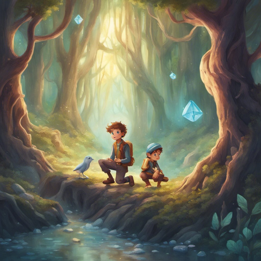 Casey and Cody venture into Adventure Bay's enchanting woods, captured forever in a stunning painting.