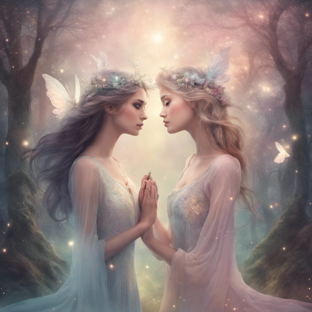 Julia's Journey takes place in an enchanted forest where two fairy girls find friendship and hold hands as they explore their magical surroundings.