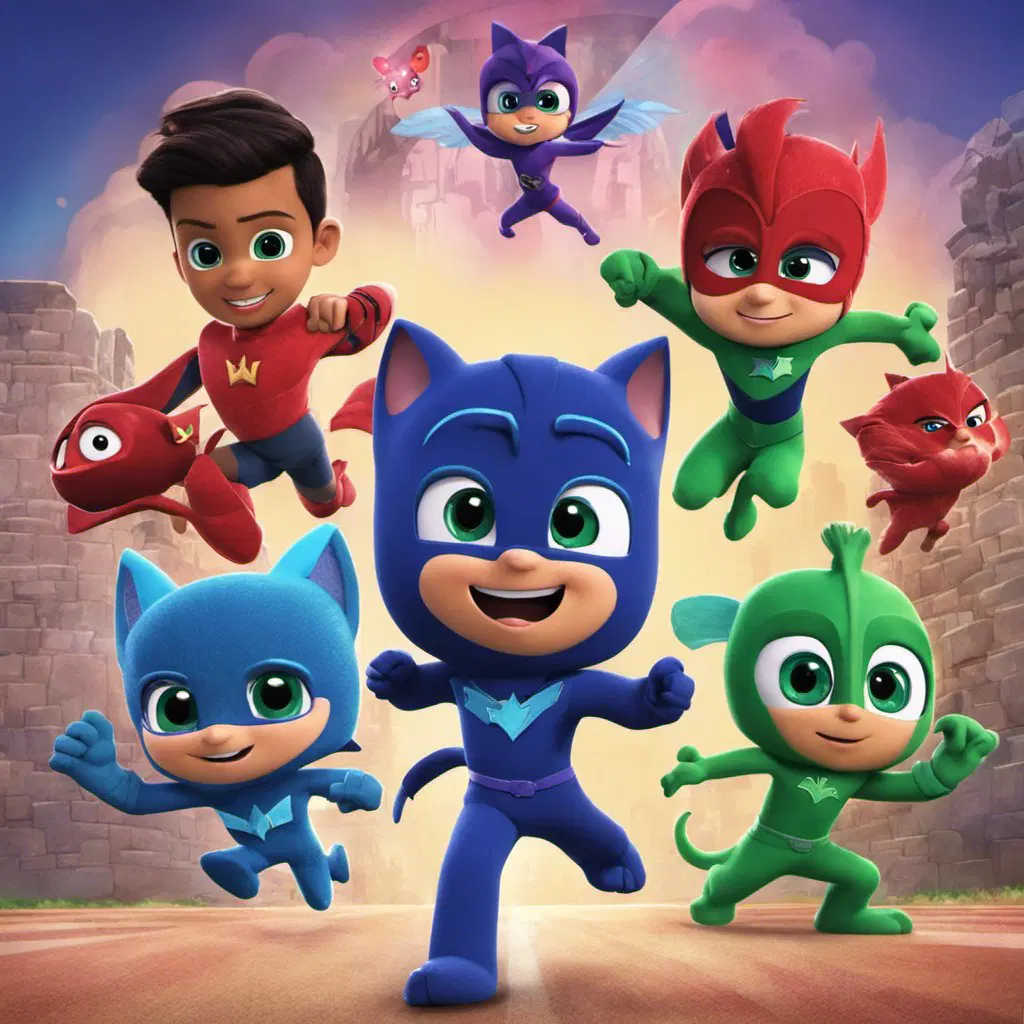 Pj masks movie poster featuring heroes.